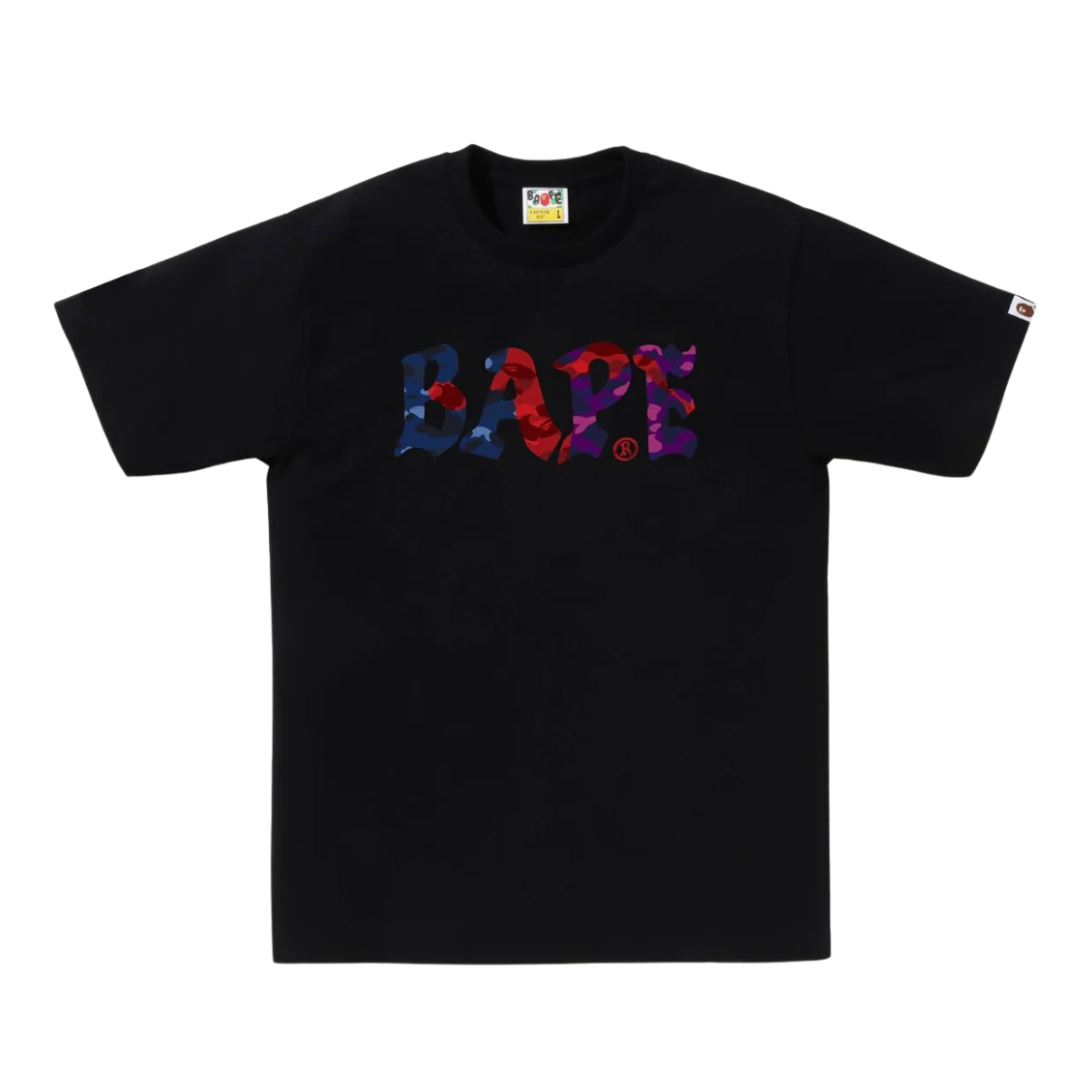 A BATHING APE Color Camo Crazy BAPE Logo Tee.