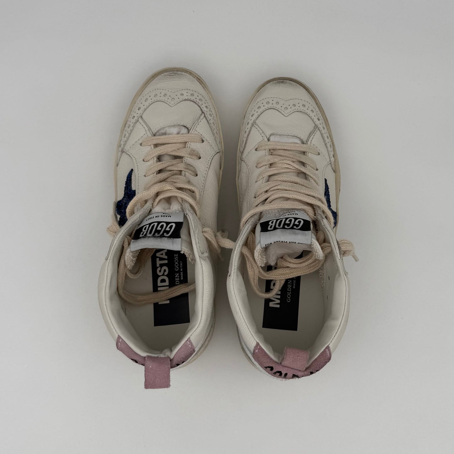 Golden Goose Mid Star White Glitter Blue