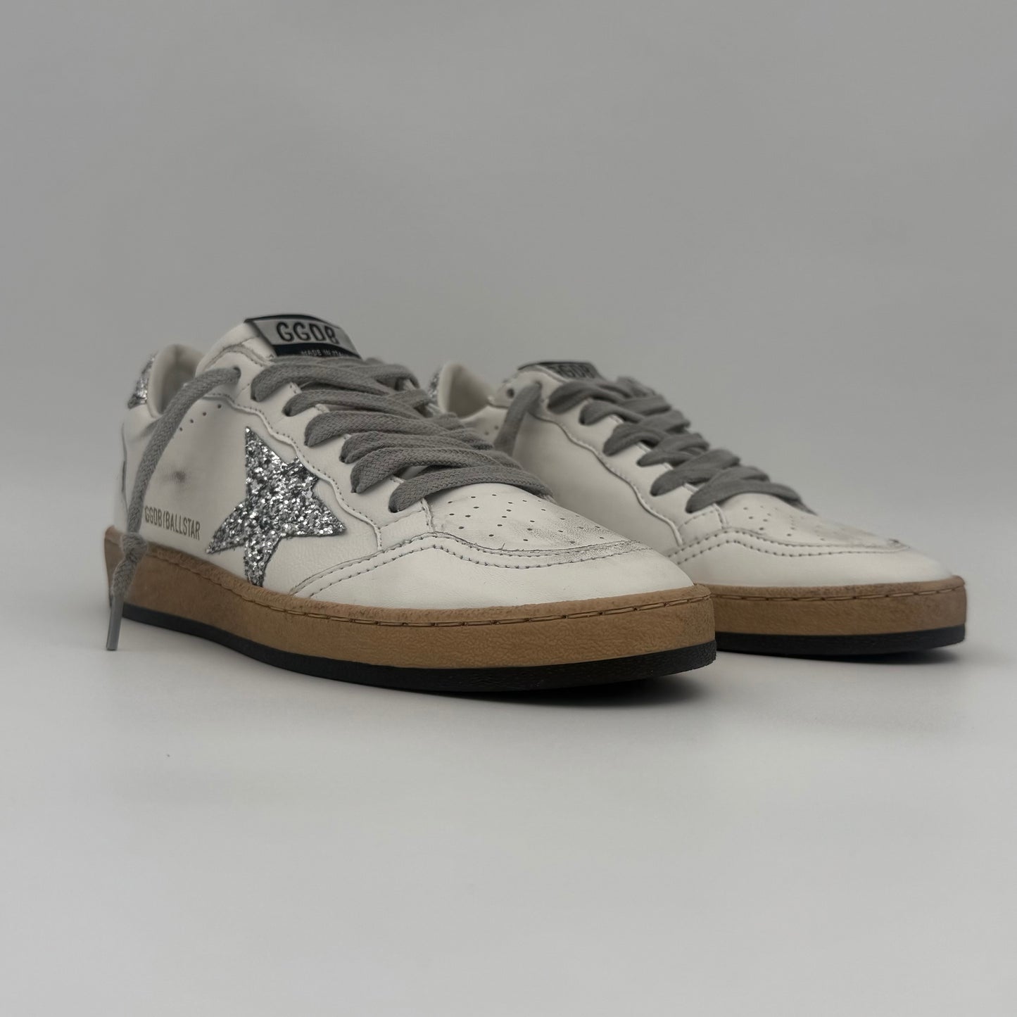 Golden Goose Ball Star White Glitter Silver