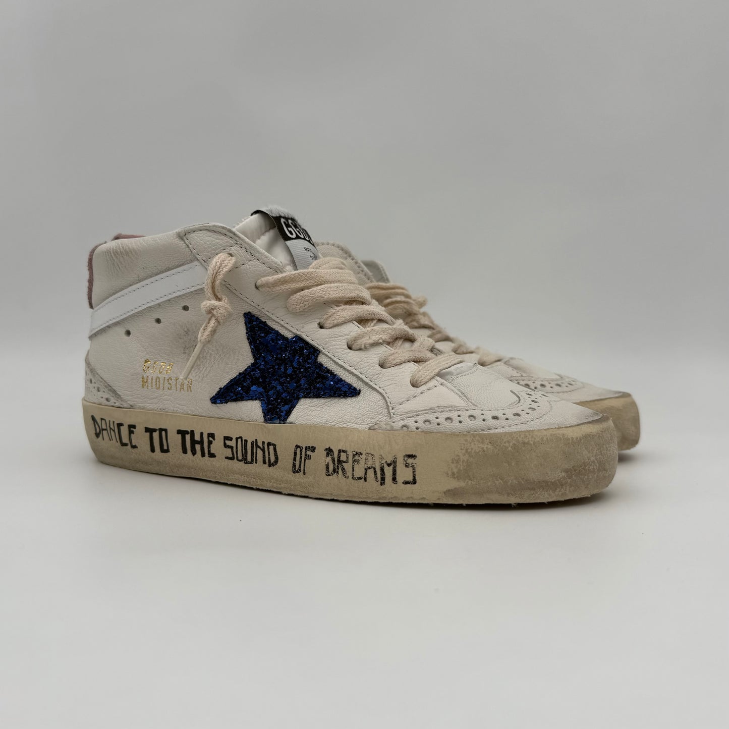 Golden Goose Mid Star White Glitter Blue