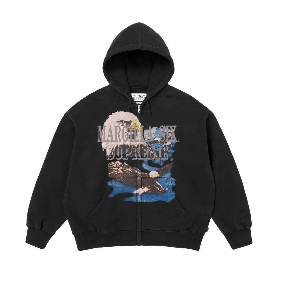 Supreme x MM6 Maison Margiela Eagle Zip Up Hooded Sweatshirt Black