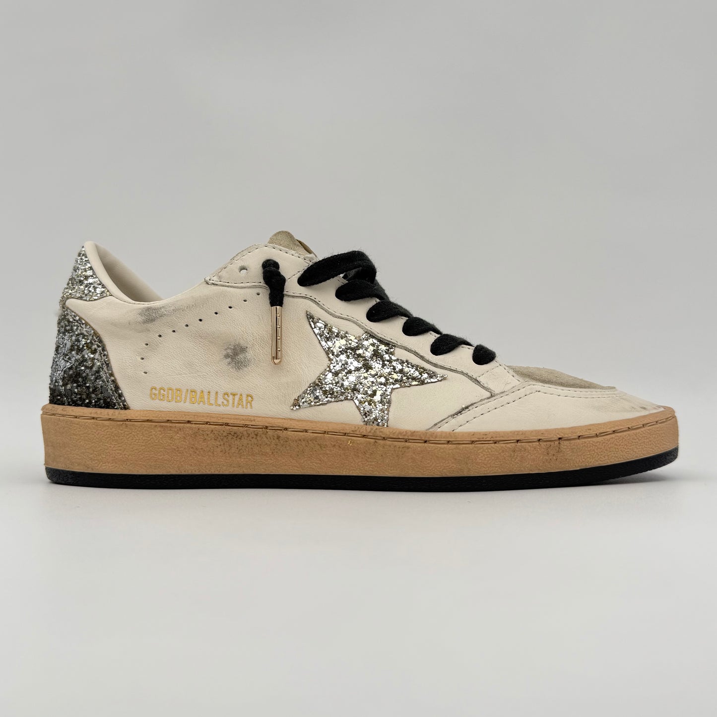 Golden Goose Ball Star Vintage White Glitter Silver