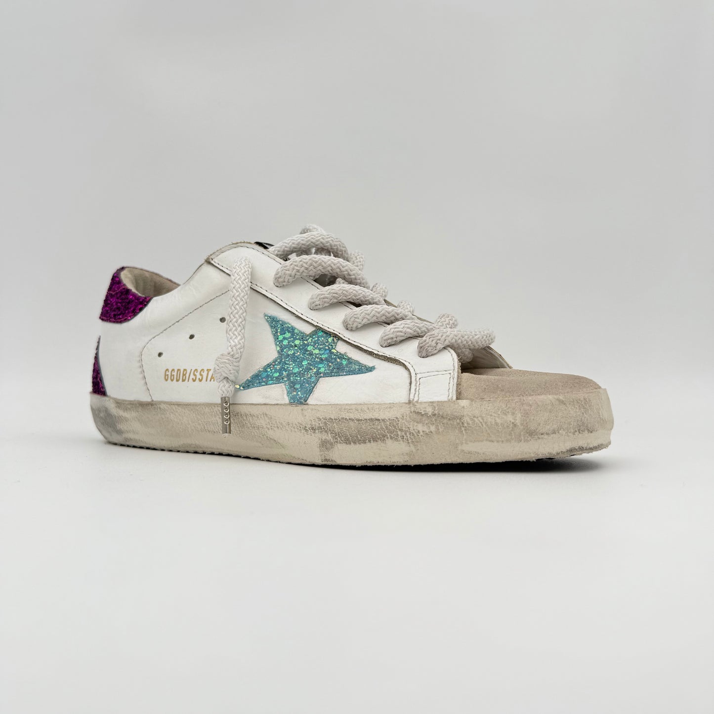 Golden Goose Super Star White Glitter Blue