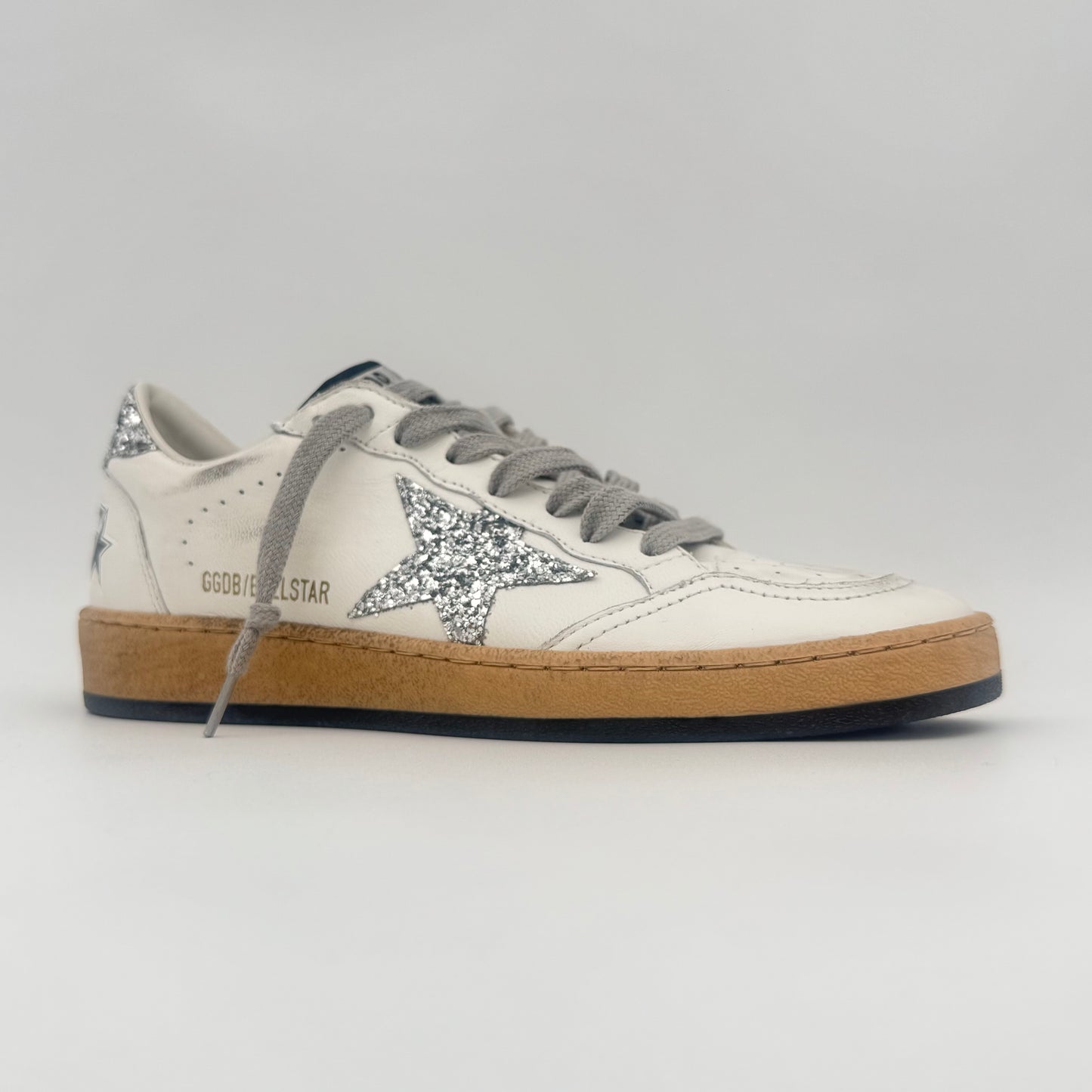 Golden Goose Ball Star White Glitter Silver