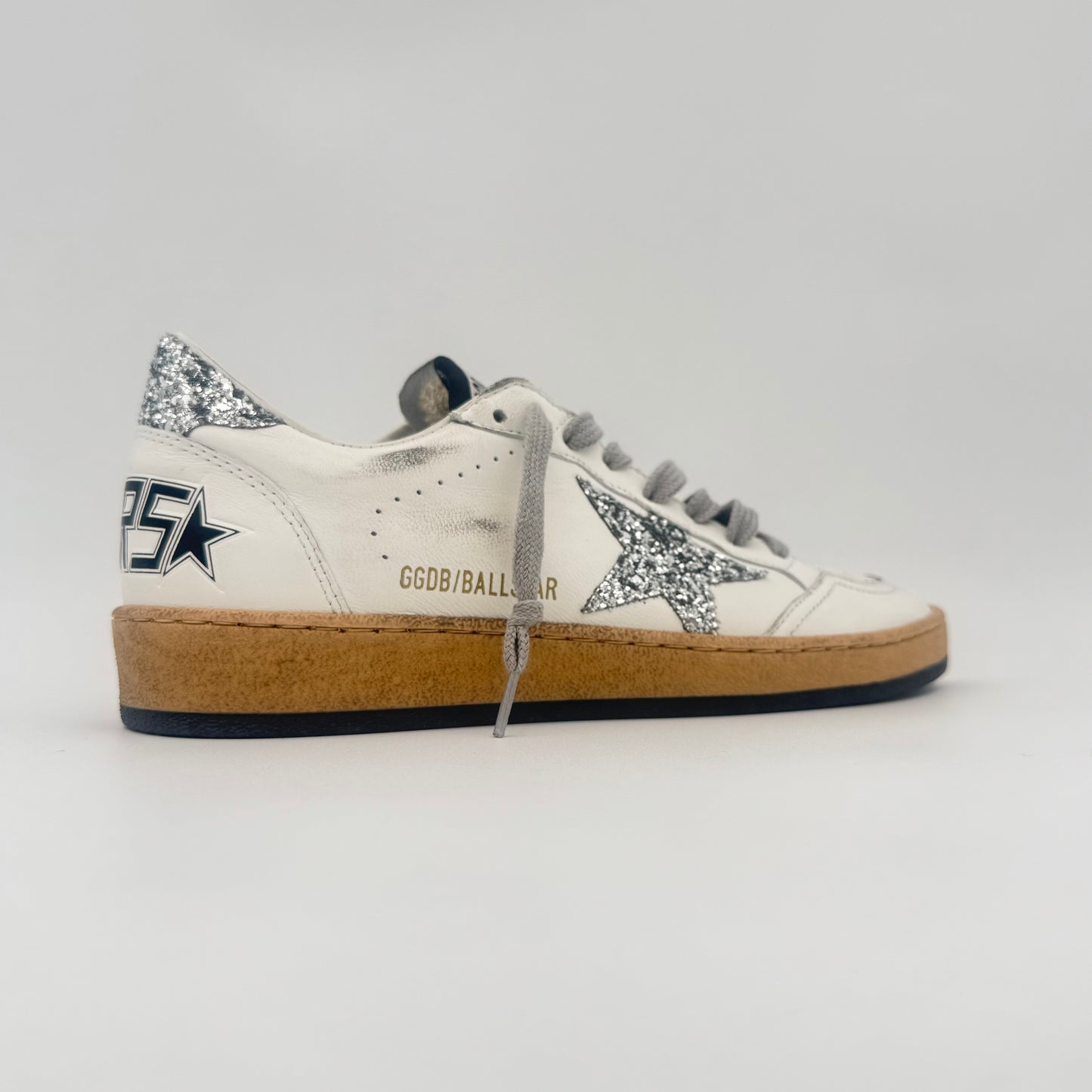 Golden Goose Ball Star White Glitter Silver