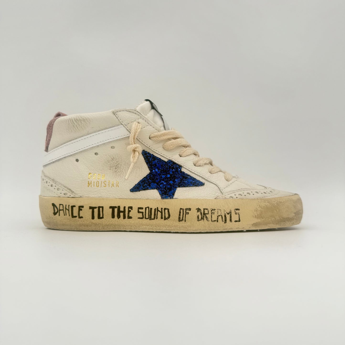 Golden Goose Mid Star White Glitter Blue