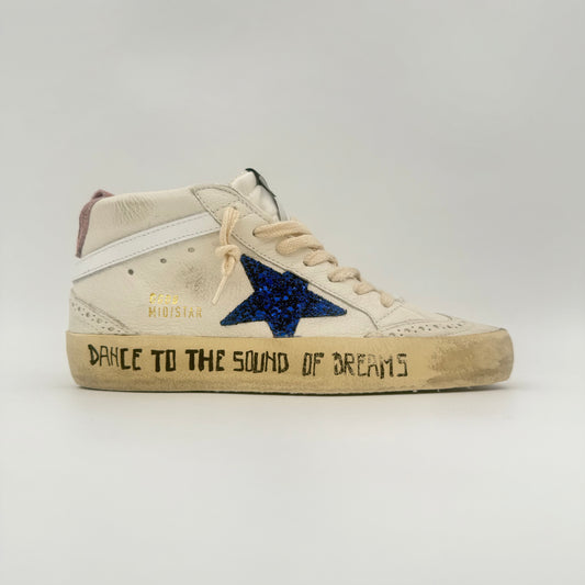 Golden Goose Mid Star White Glitter Blue
