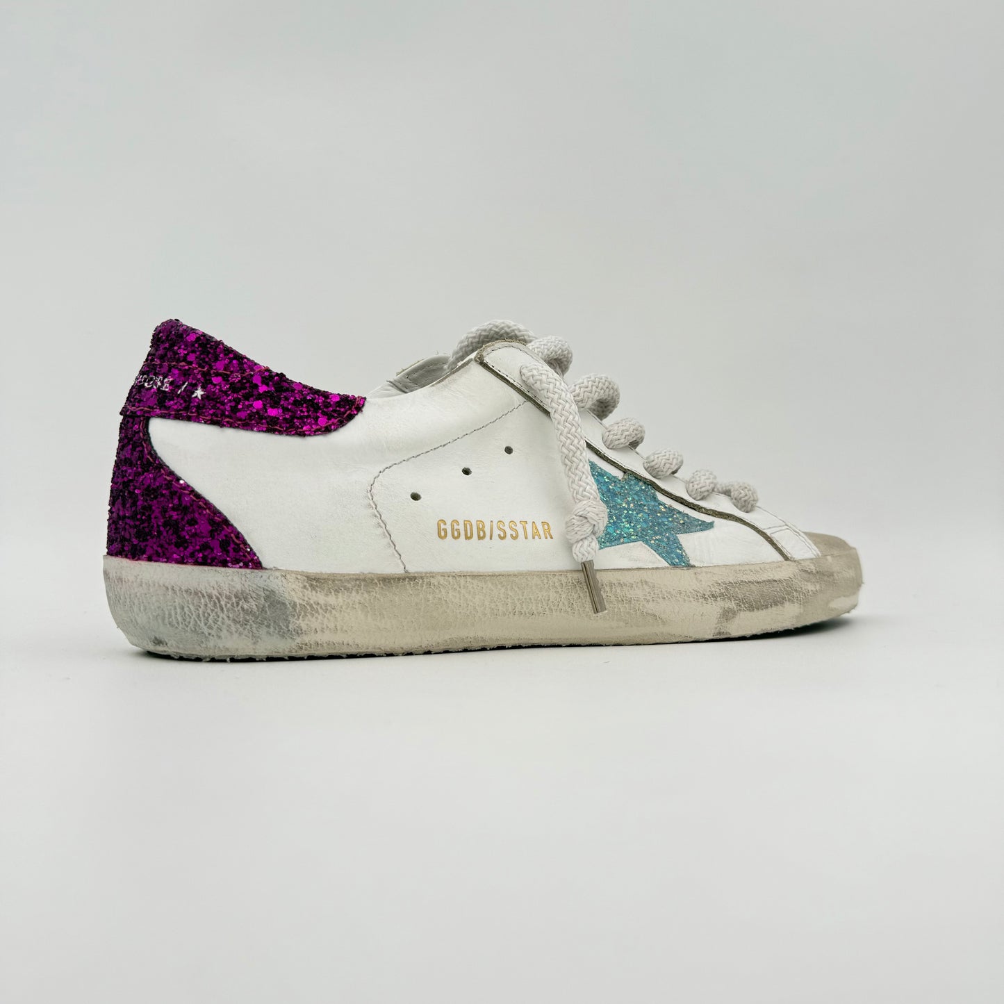 Golden Goose Super Star White Glitter Blue