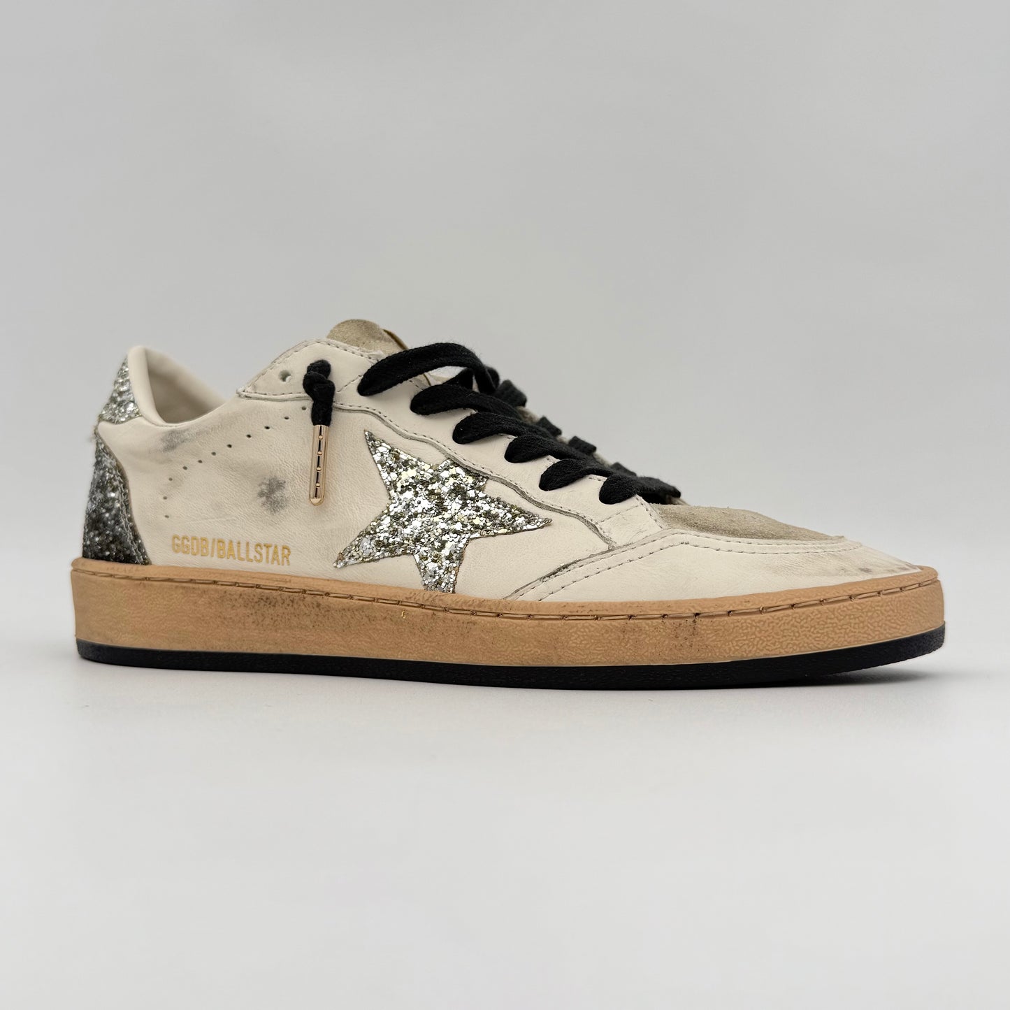 Golden Goose Ball Star Vintage White Glitter Silver