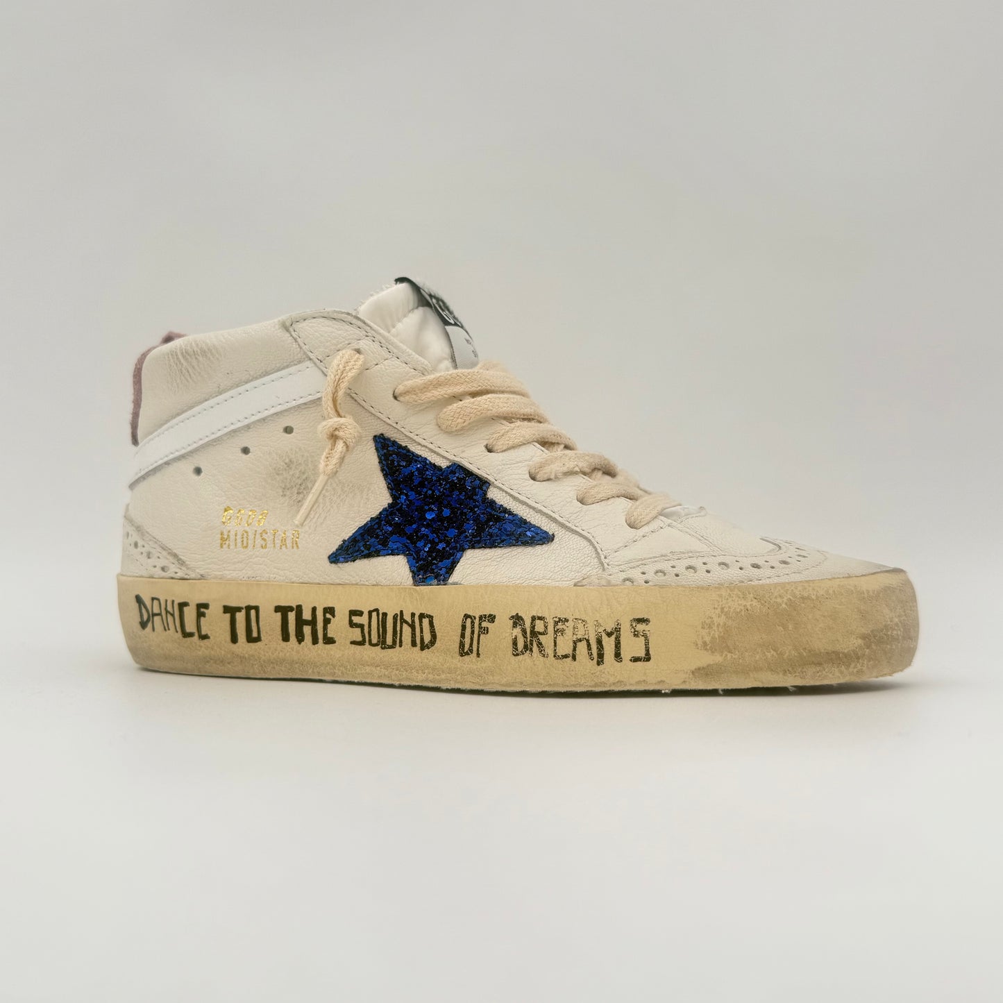 Golden Goose Mid Star White Glitter Blue