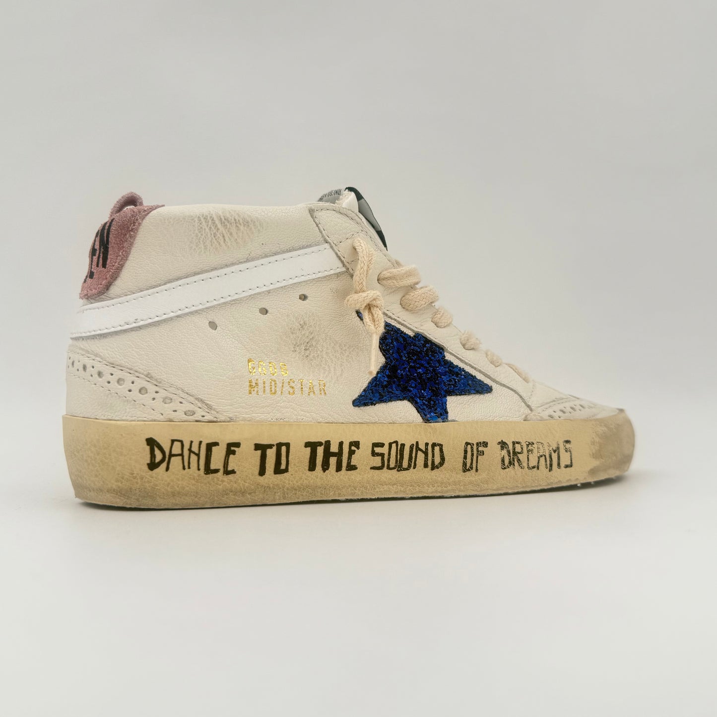Golden Goose Mid Star White Glitter Blue