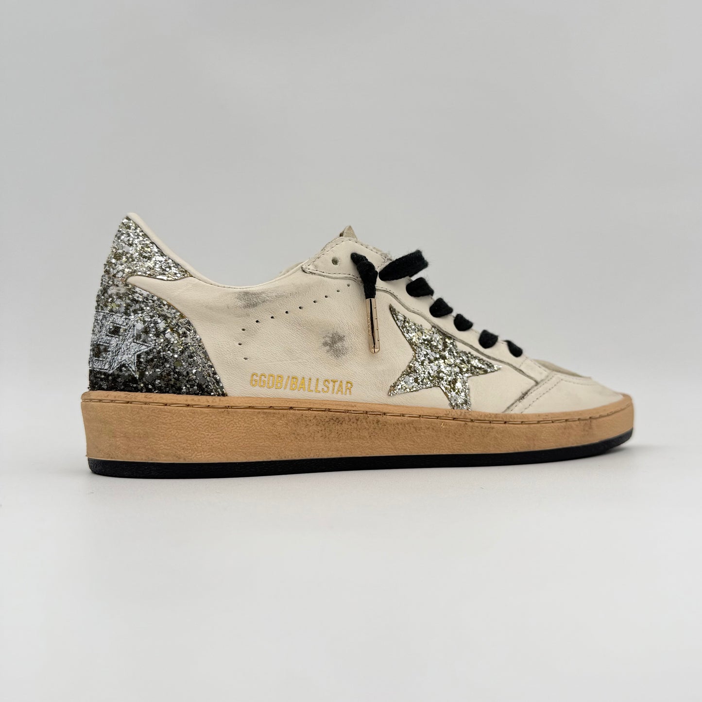 Golden Goose Ball Star Vintage White Glitter Silver