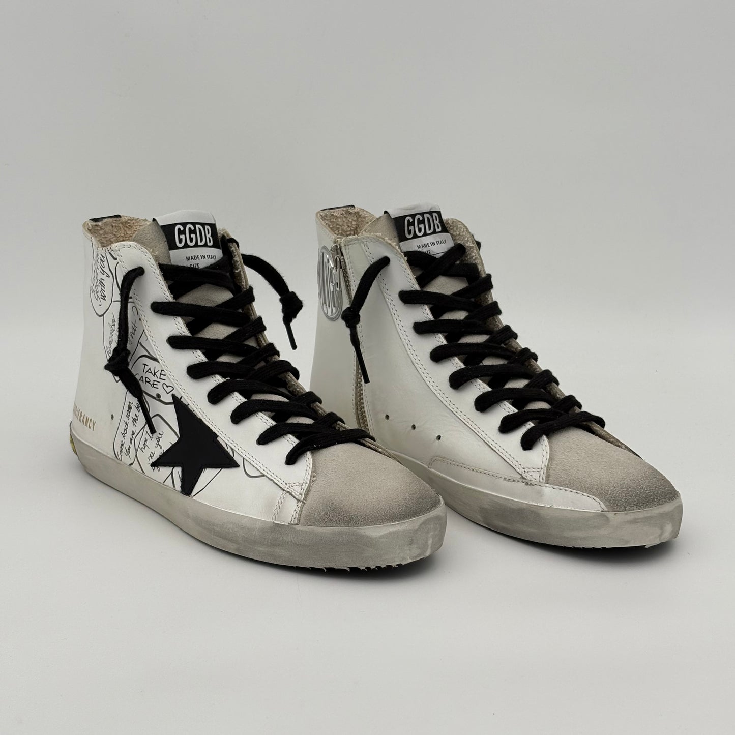 Golden Goose Francy White Black Graffiti